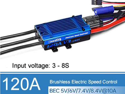 Freewing 120A V3 ESC Brushless Speed Control with  Reverse Brake Function