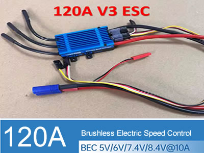 Freewing 120A V3 ESC Brushless Speed Control with  Reverse Brake Function