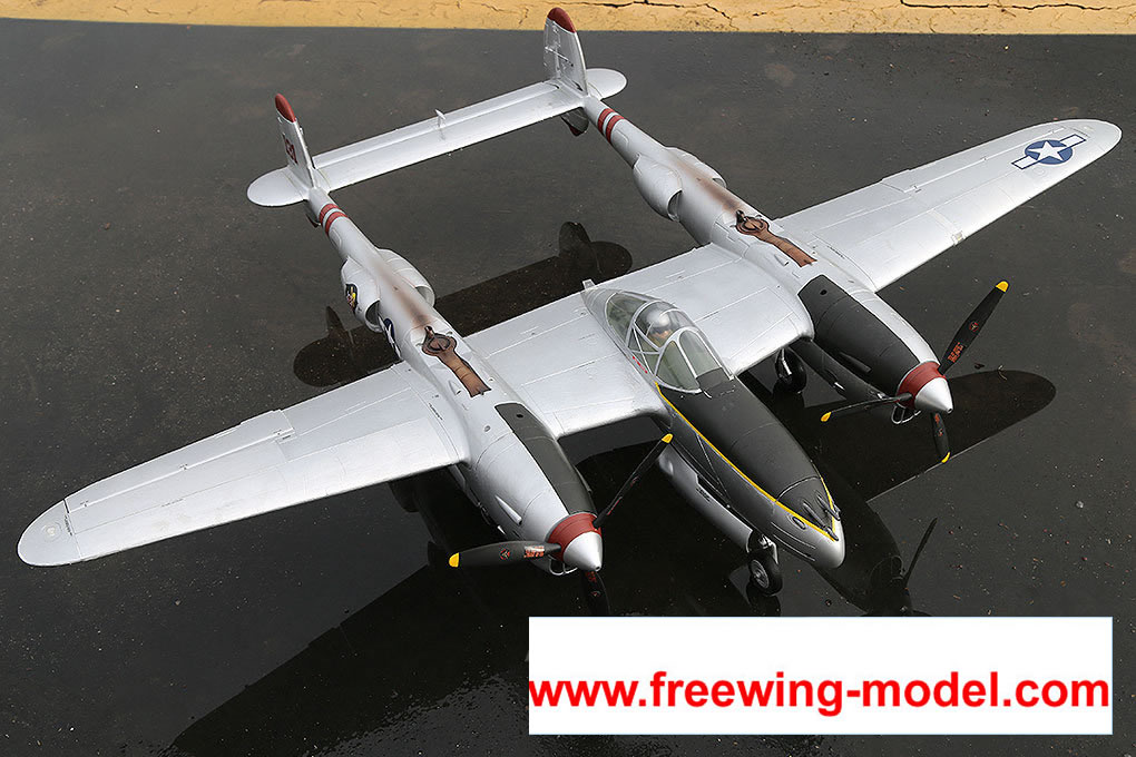 FlightLine RC P-38L Lightning Pacific Silver 1600mm (63 inch) Wingspan - PNP RC Airplane