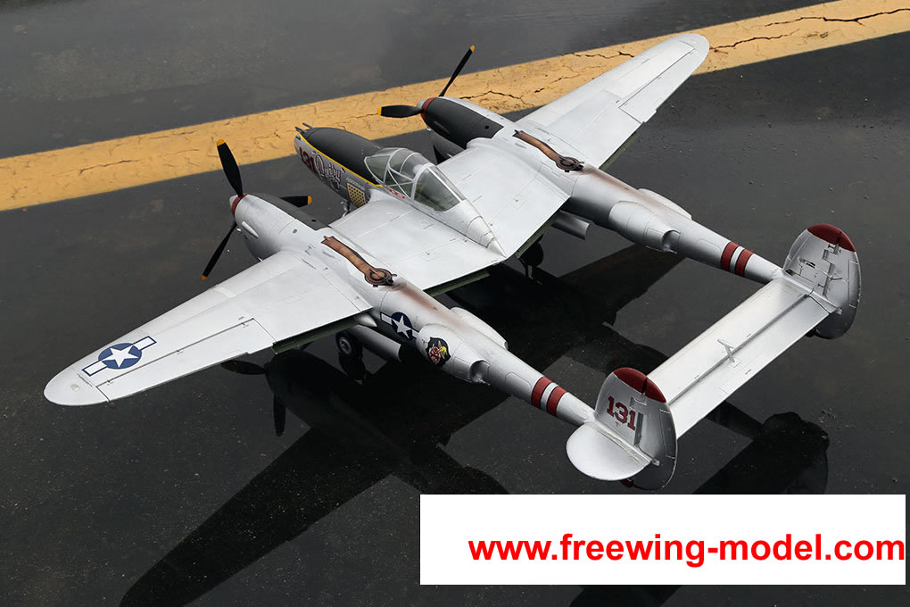 FlightLine RC P-38L Lightning Pacific Silver 1600mm (63 inch) Wingspan - PNP RC Airplane
