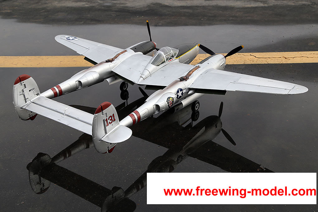 FlightLine RC P-38L Lightning Pacific Silver 1600mm (63 inch) Wingspan - PNP RC Airplane