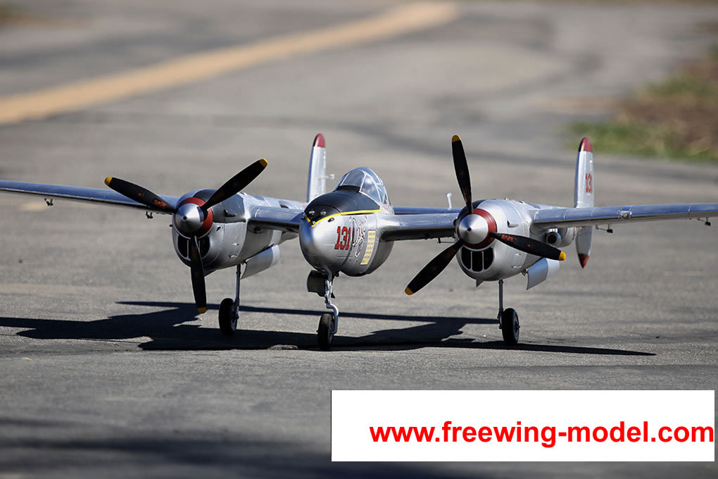 FlightLine RC P-38L Lightning Pacific Silver 1600mm (63 inch) Wingspan - PNP RC Airplane