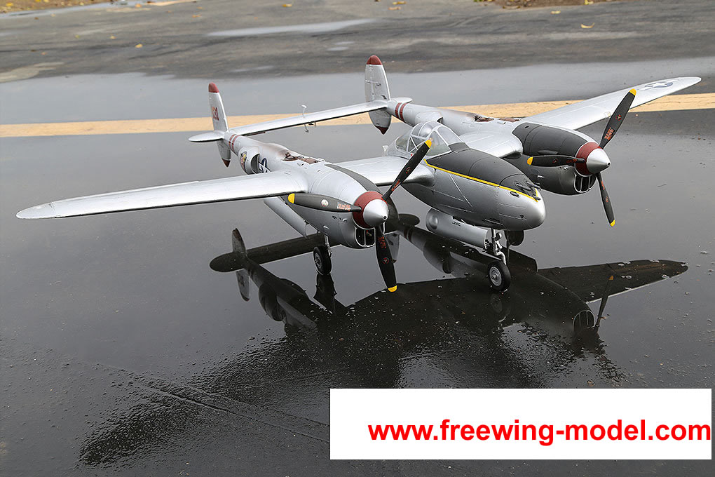 FlightLine RC P-38L Lightning Pacific Silver 1600mm (63 inch) Wingspan - PNP RC Airplane