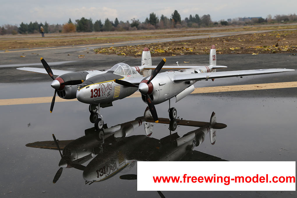 FlightLine RC P-38L Lightning Pacific Silver 1600mm (63 inch) Wingspan - PNP RC Airplane