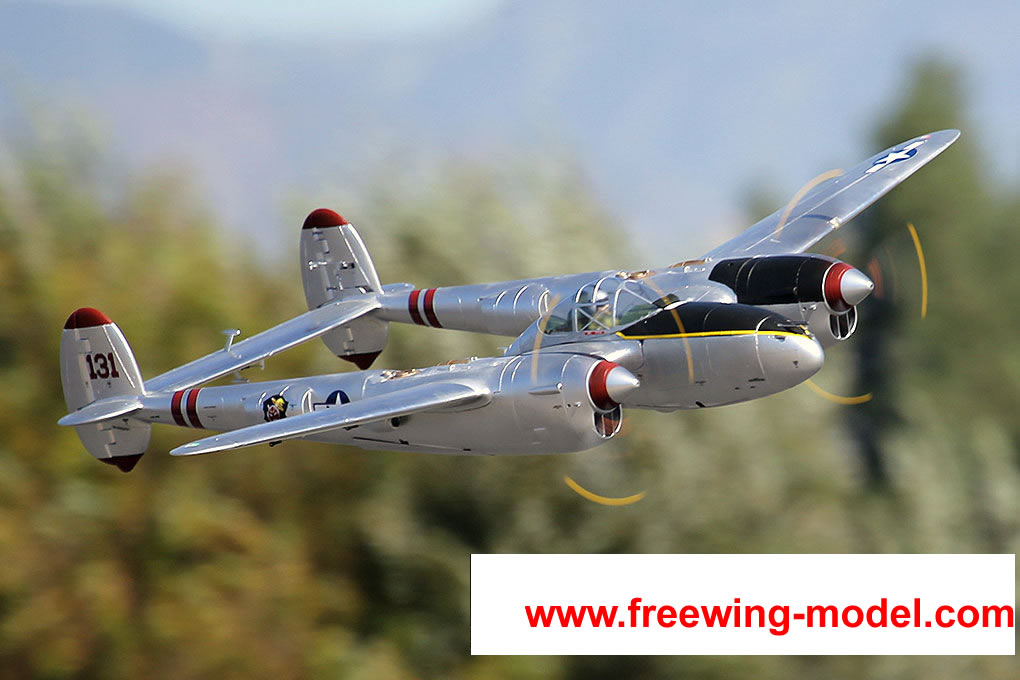 FlightLine RC P-38L Lightning Pacific Silver 1600mm (63 inch) Wingspan - PNP RC Airplane