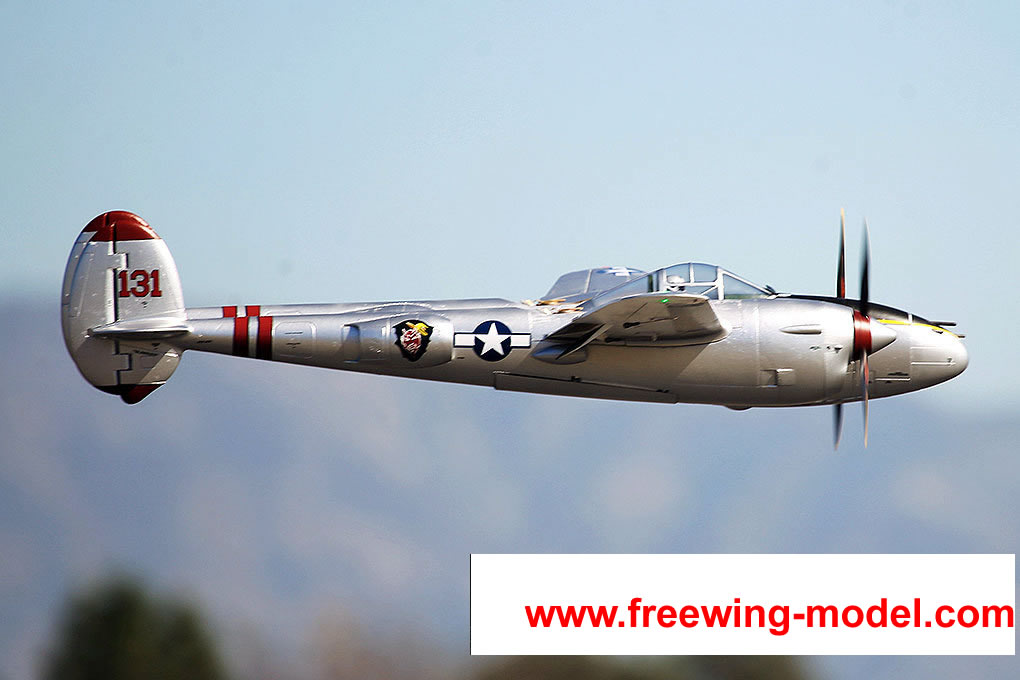 FlightLine RC P-38L Lightning Pacific Silver 1600mm (63 inch) Wingspan - PNP RC Airplane