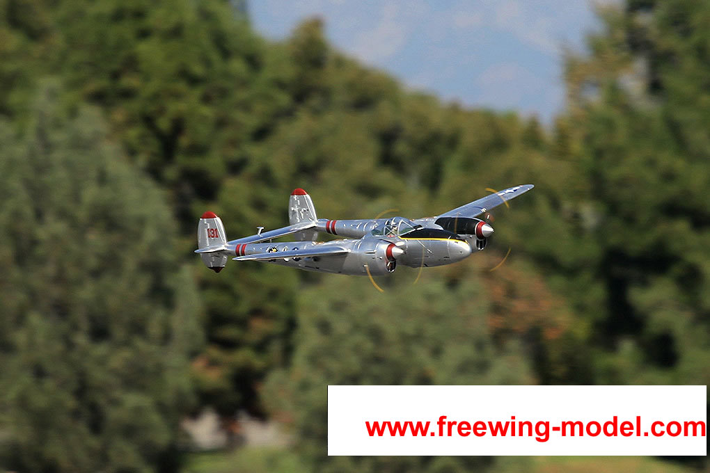 FlightLine RC P-38L Lightning Pacific Silver 1600mm (63 inch) Wingspan - PNP RC Airplane