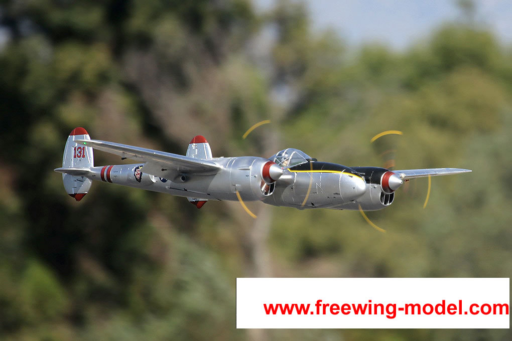 FlightLine RC P-38L Lightning Pacific Silver 1600mm (63 inch) Wingspan - PNP RC Airplane