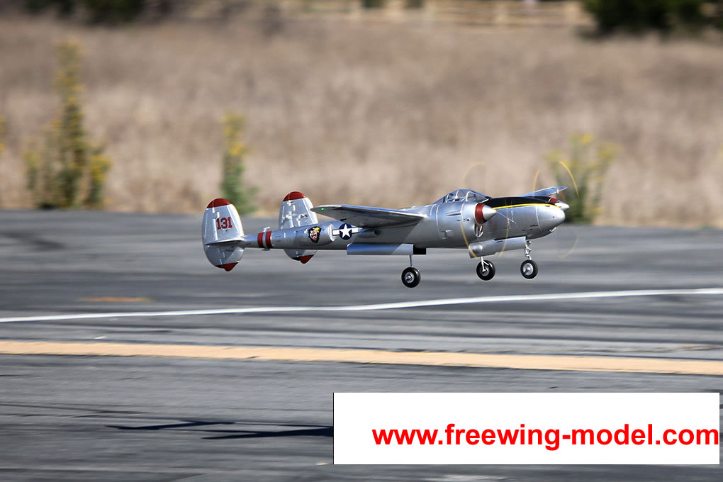 FlightLine RC P-38L Lightning Pacific Silver 1600mm (63 inch) Wingspan - PNP RC Airplane